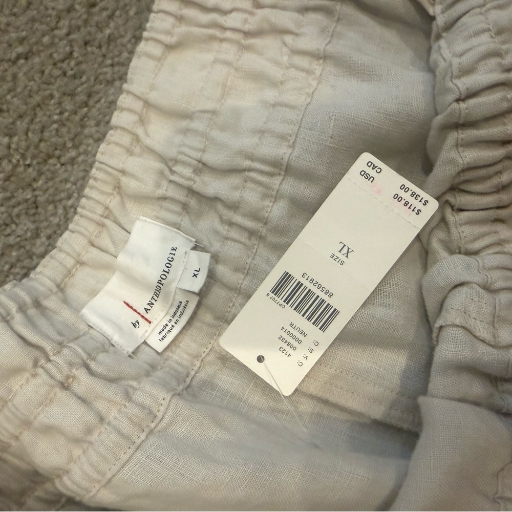 Anthropologie Wide Leg Linen-Blend Pants in Light Beige - Picture 2 of 2